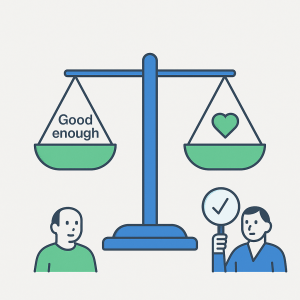 Balance opposant bonne qualité suffisante et perfection.