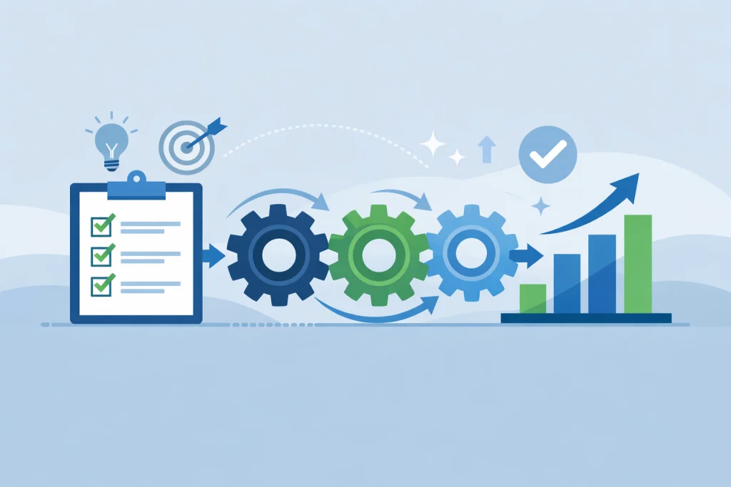 Illustration représentant l’optimisation des processus et la simplification des flux de travail en entreprise