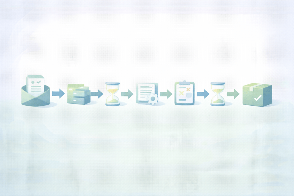 Schéma de value stream mapping montrant le flux de valeur d’un processus