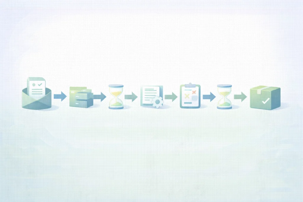 Schéma de value stream mapping montrant le flux de valeur d’un processus