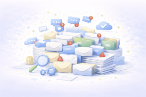 Illustration d’une boîte de réception surchargée d’emails